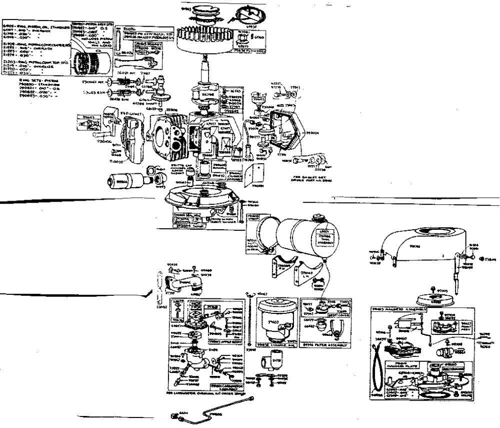 Replacement Parts Diagram and Parts List for 8R-6  Briggs and Stratton Engine